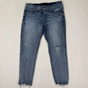 Buckle Black Skinny Jeans Mid Rise 29x25 Fit 53 Distressed Thrashed Frayed Hem